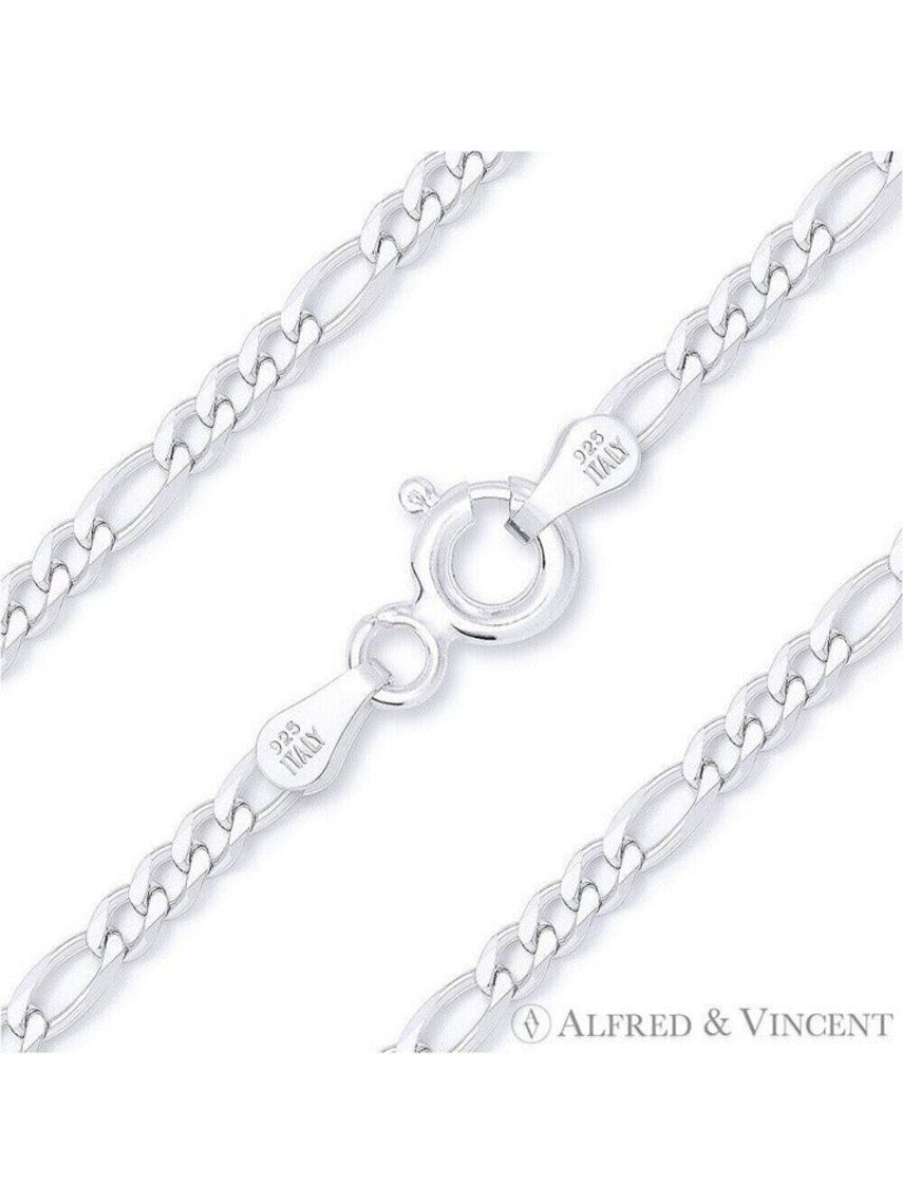 Figaro / Figaroa Link Italian Chain Anklet in Solid .925 Sterling Silver - 10"